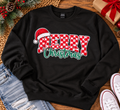 🎄❤️ Merry Christmas Checkered Cropped Sweatshirt – Black